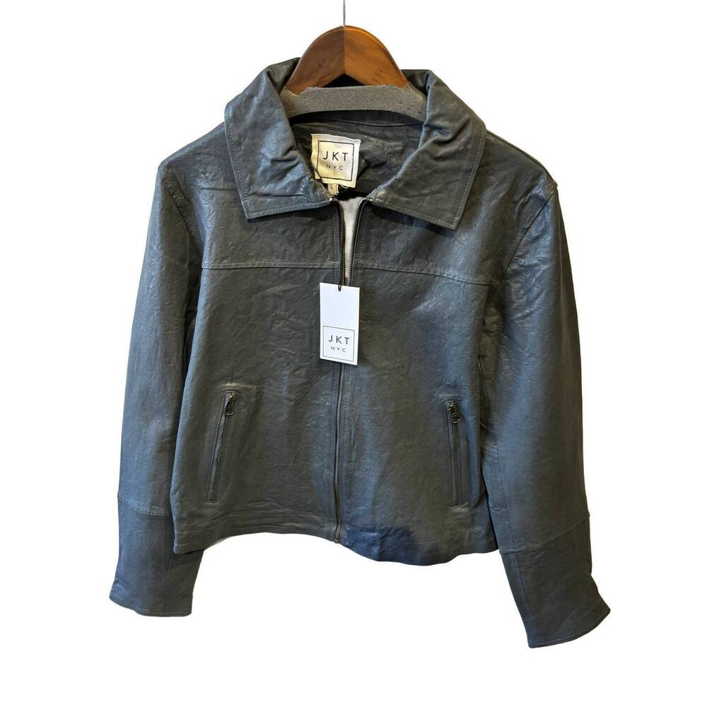 NEW JAKETT women's cindy wrinkled leather jacket in slate